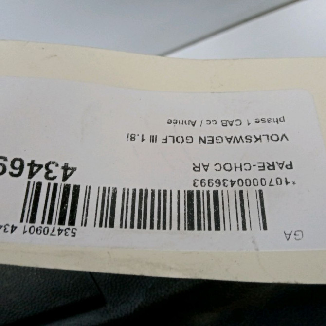 Pare-choc arrière occasion VOLKSWAGEN GOLF III Phase 1 04-1995->04-1999 1.8i 75ch 1H6807417HGRU 3