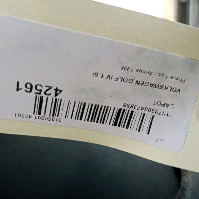 Capot occasion VOLKSWAGEN GOLF IV GOLF IV Phase 1 1998-01-01->2005-06-30 1.6i 2