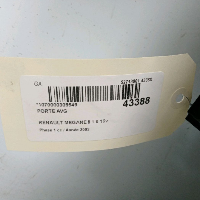 Porte avant gauche occasion RENAULT MEGANE II Phase 1 09-2003->12-2005 1.6 16v 7751473728 4