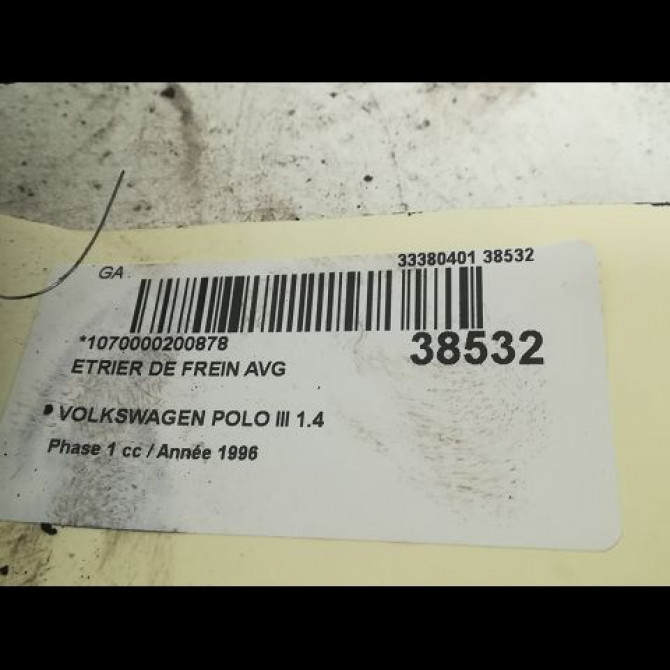 Etrier de frein avant gauche occasion VOLKSWAGEN POLO III Phase 1 10-1994->11-1999 1.4 60ch 6N0615124A 3