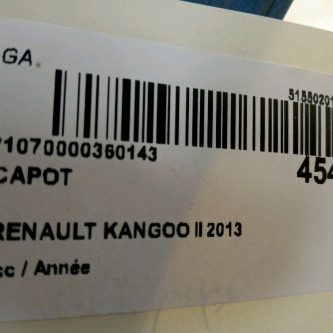 Capot occasion RENAULT KANGOO II 7751478148 3