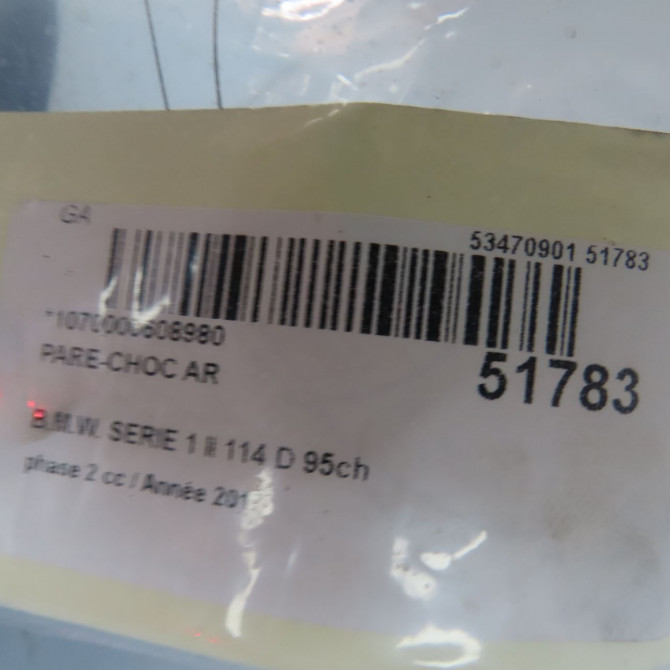 Pare-choc arrière occasion B.M.W. SERIE 1 II phase 2 03-2015->... 114 D 95ch 51127429772 8