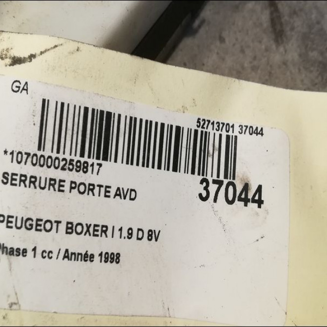 Serrure porte avd occasion PEUGEOT BOXER I Phase 1 07-1994->02-2002 1.9 D 8V 70ch 9136G3 3