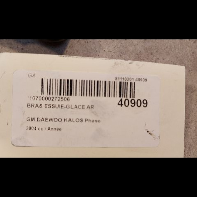 Bras essuie-glace arrière occasion GM DAEWOO KALOS Phase 1 09-2002->12-2004 96898043 2