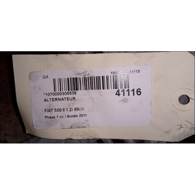 Alternateur occasion FIAT 500 II 500 II Phase 1 2007-07-01->2016-03-31 1.2i 69ch 52003529 5