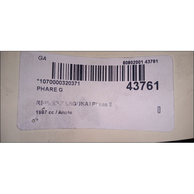 Phare gauche occasion RENAULT LAGUNA I Phase 2 04-1998->11-2000 7701038261 3