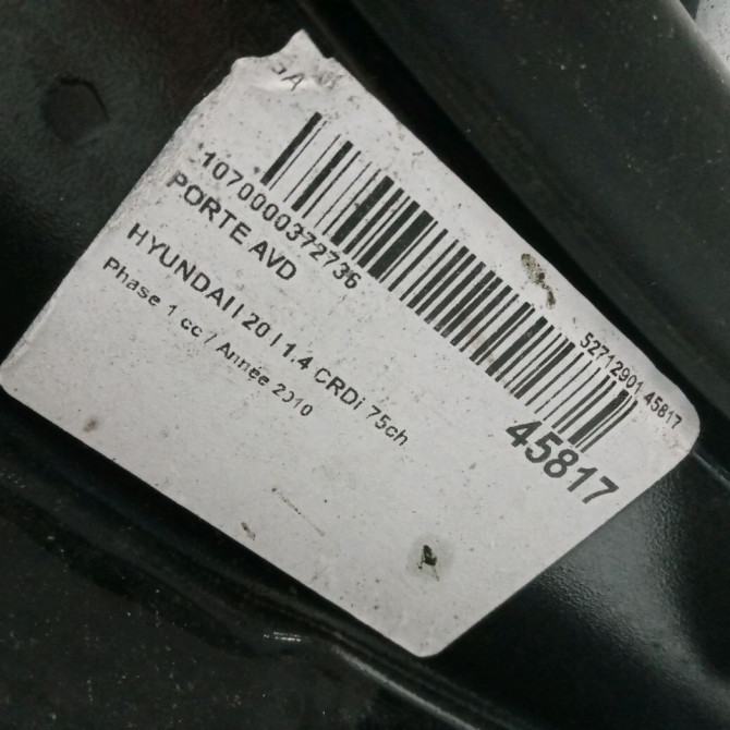 Porte avant droite occasion HYUNDAI I 20 I Phase 1 04-2009->06-2012 1.4 CRDi 75ch 760041J000 3