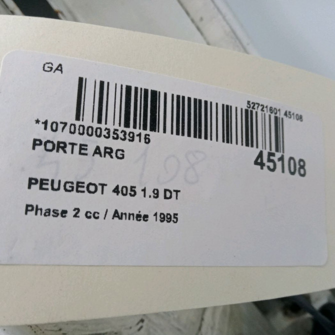 Porte arrière gauche occasion PEUGEOT 405 Phase 2 07-1992->06-1996 1.9 DT 900646 3
