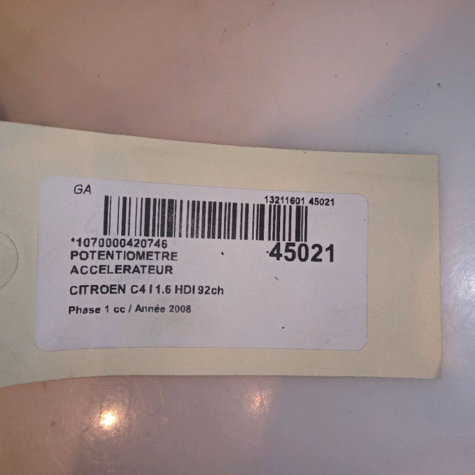 Potentiometre accelerateur occasion CITROEN C4 I Phase 1 11-2004->07-2008 1.6 HDI 92ch 5