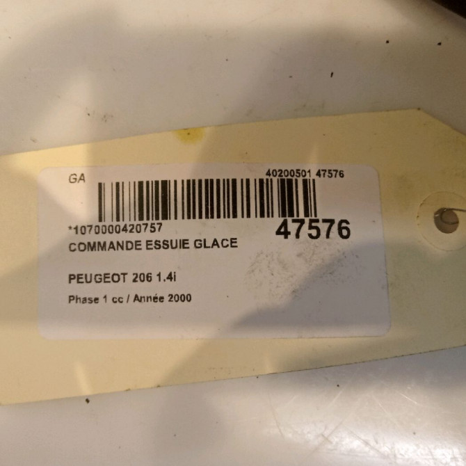 Commande essuie glace occasion PEUGEOT 206 Phase 1 09-1998->03-2009 1.4i 5
