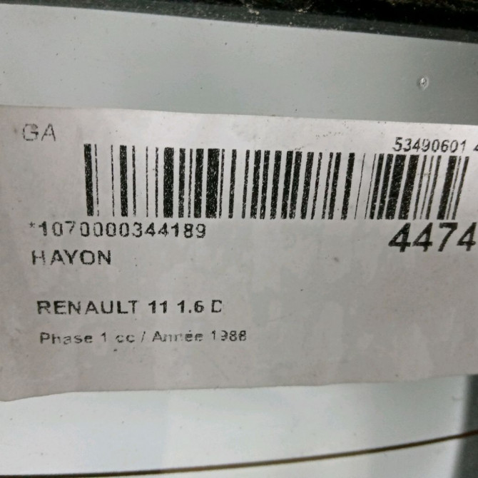 Hayon occasion RENAULT 11 Phase 1 04-1983->06-1989 1.6 D 5