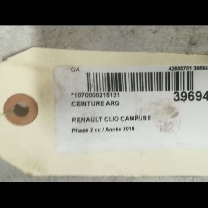 Ceinture arrière gauche occasion RENAULT CLIO CAMPUS II Phase 2 07-2009->12-2012 1.5 DCI 85ch 8200620387 2