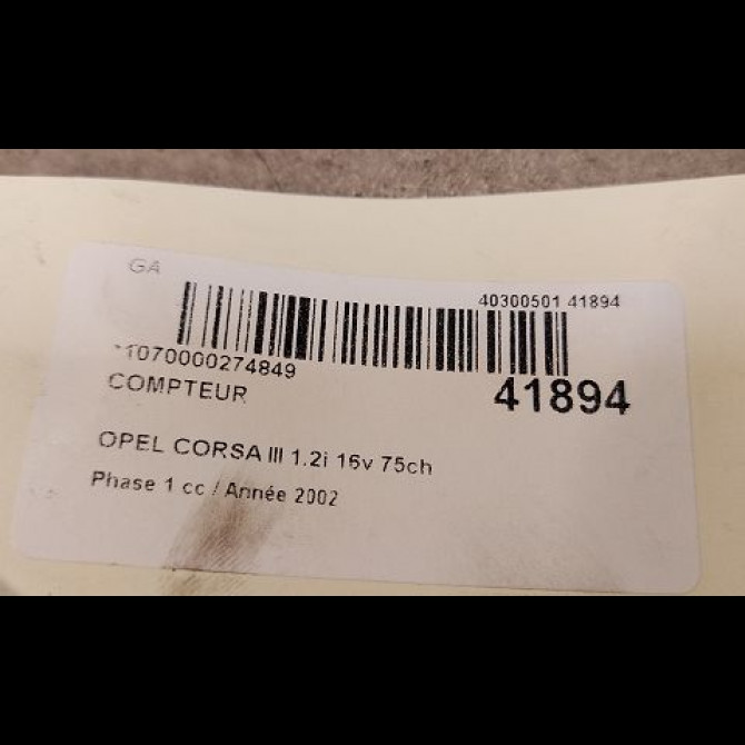 Compteur occasion OPEL CORSA III Phase 1 10-2000->08-2003 1.2i 16v 75ch 3