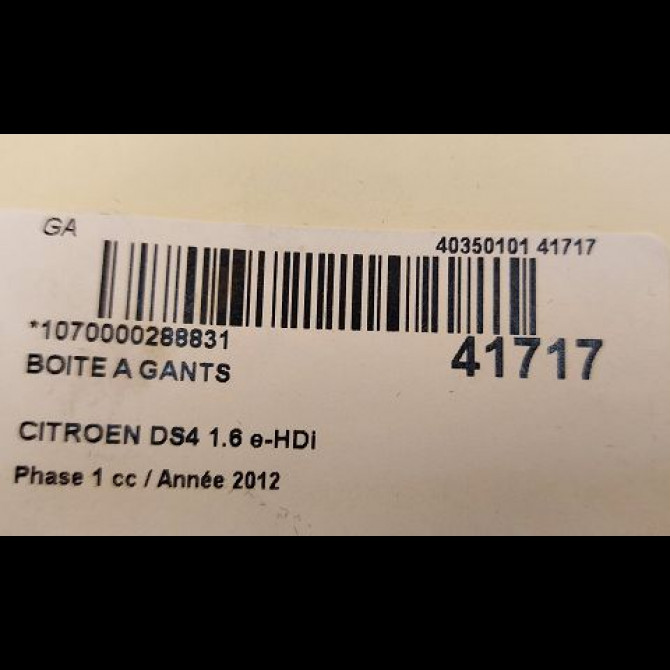 Boite à gants occasion CITROEN DS4 Phase 1 01-2011->03-2016 1.6 e-HDi 110ch 1606547480 2