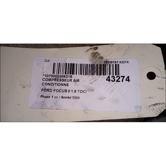 Compresseur air conditionne occasion FORD FOCUS II Phase 1 09-2004->12-2007 1.6 TDCI 110ch 1870517 3