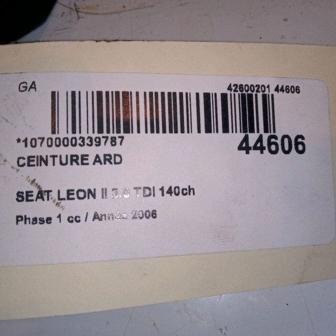 Ceinture arrière droite occasion SEAT LEON II Phase 1 09-2005->05-2009 2.0 TDI 140ch 1P0857806CRAA 4