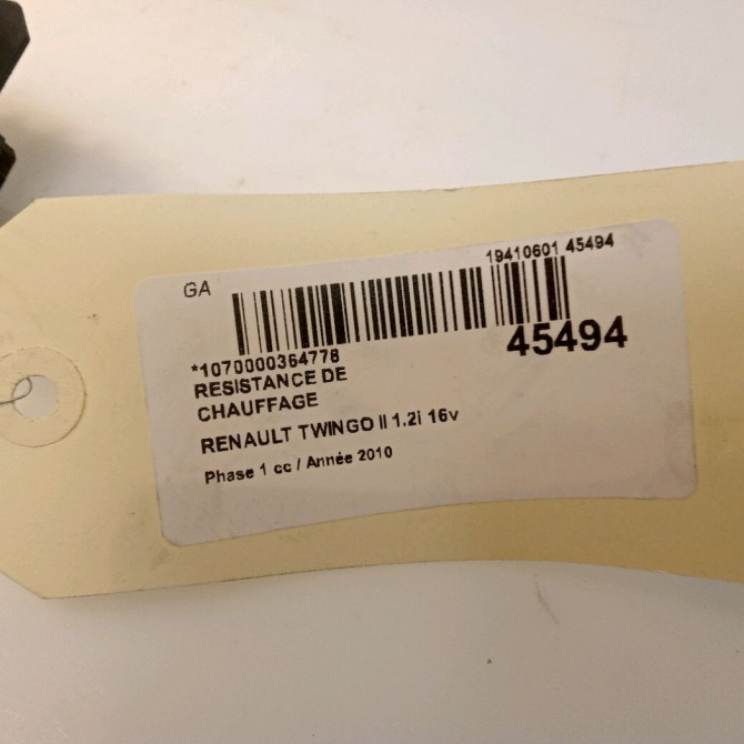 Resistance de chauffage occasion RENAULT TWINGO II Phase 1 06-2007->11-2011 1.2i 16v 75ch 7701060006 4