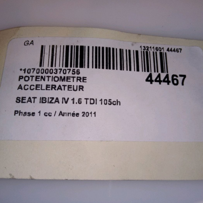 Potentiometre accelerateur occasion SEAT IBIZA IV Phase 1 05-2008->01-2012 1.6 TDI 105ch 4