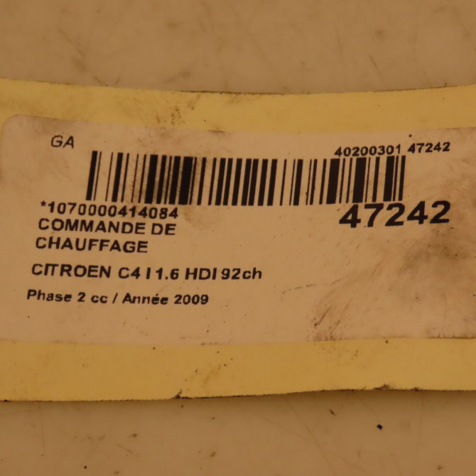 Commande de chauffage occasion CITROEN C4 I Phase 2 07-2008->10-2010 1.6 HDI 92ch 3
