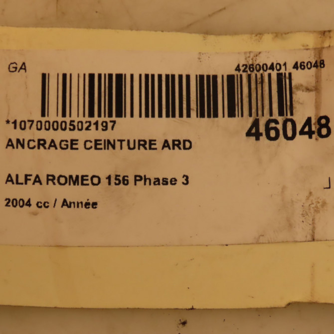Ancrage ceinture arrière droit occasion ALFA ROMEO 156 Phase 3 SW 07-2003->12-2005 4