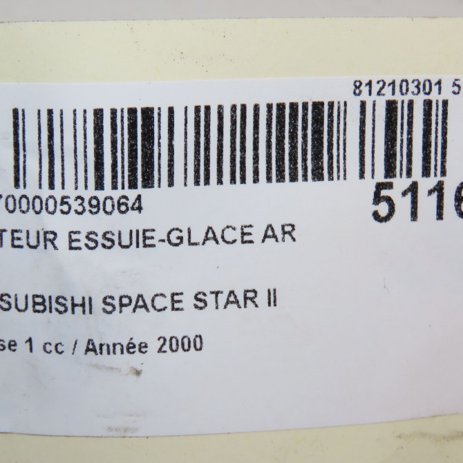 Moteur essuie-glace arrière occasion MITSUBISHI SPACE STAR II Phase 1 10-1998->03-2006 1.3i 85ch MR245545 5