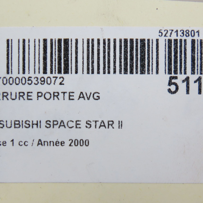 Serrure porte avg occasion MITSUBISHI SPACE STAR II Phase 1 10-1998->03-2006 1.3i 85ch MR911381 5