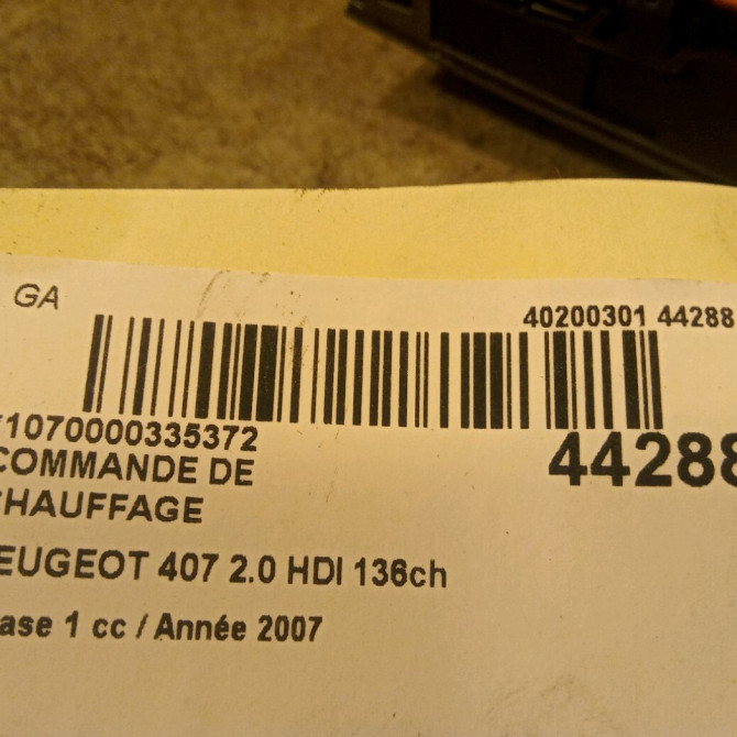 Commande de chauffage occasion PEUGEOT 407 Phase 1 04-2004->07-2008 2.0 HDI 136ch 6452L7 3