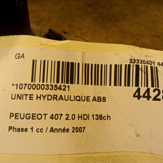 Unité hydraulique ABS occasion PEUGEOT 407 Phase 1 04-2004->07-2008 2.0 HDI 136ch 4541HE 4