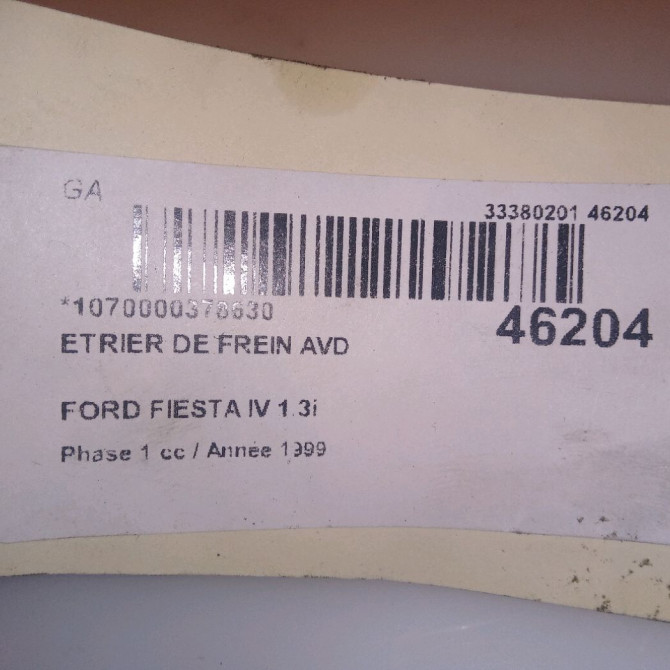 Etrier de frein avant droit occasion FORD FIESTA IV Phase 1 09-1995->09-1999 1.3i 1478466 4