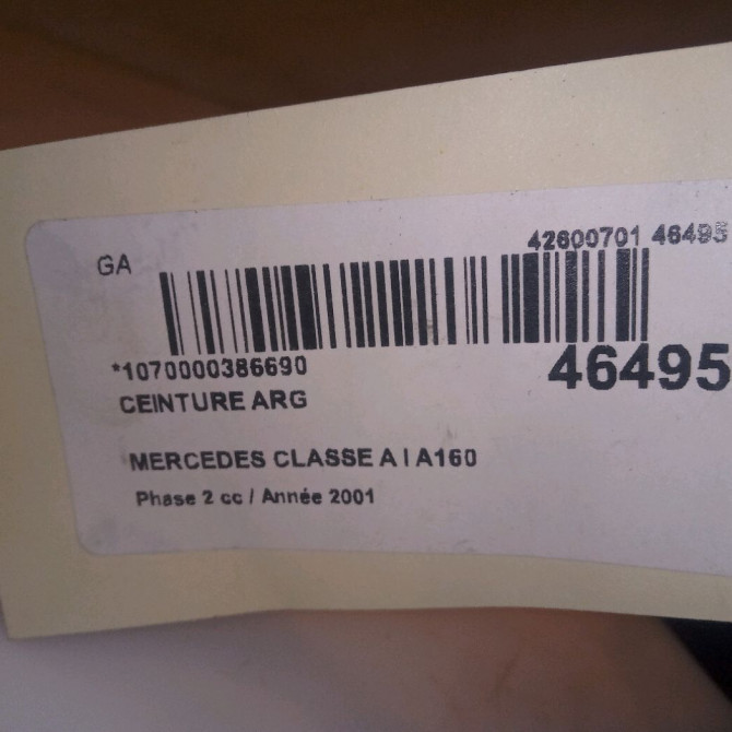 Ceinture arrière gauche occasion  16886023859A86 4