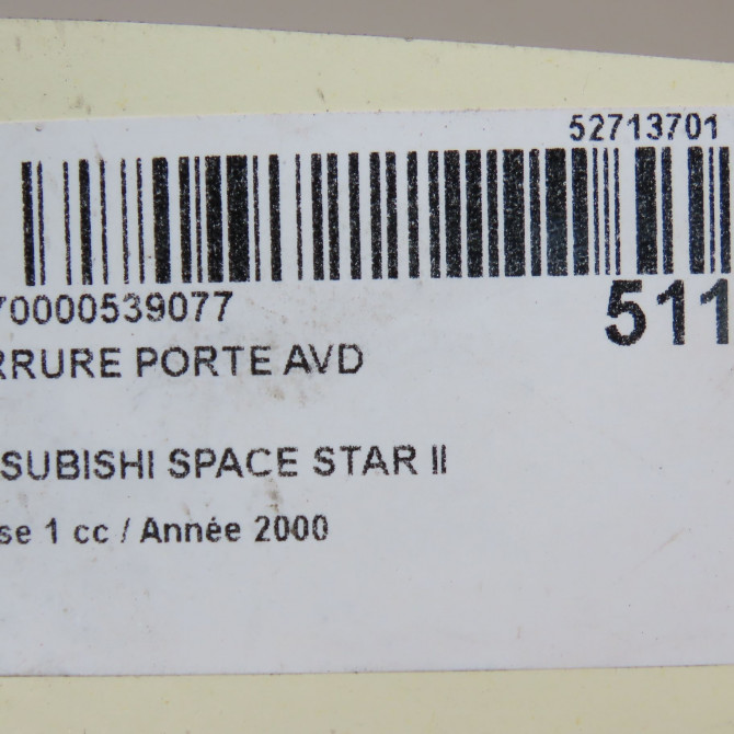 Serrure porte avd occasion MITSUBISHI SPACE STAR II Phase 1 10-1998->03-2006 1.3i 85ch MR912016 5