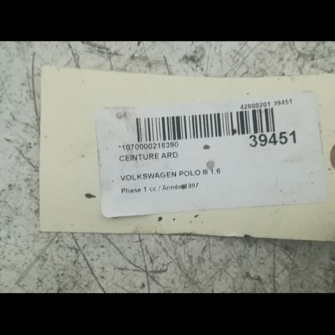 Ceinture arrière droite occasion VOLKSWAGEN POLO III Phase 1 10-1994->11-1999 1.6 6N0857805B41 2