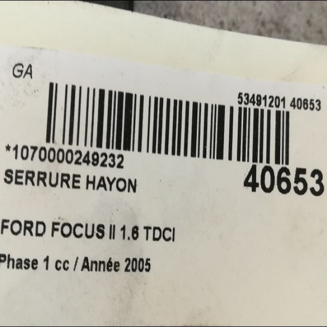 Serrure hayon occasion FORD FOCUS II Phase 1 09-2004->12-2007 1.6 TDCI 110ch 1570448 3