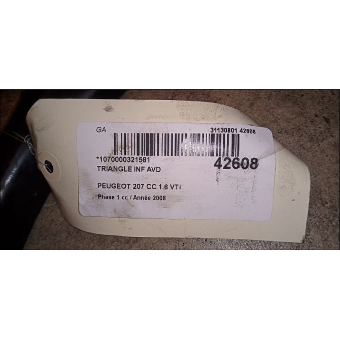 Triangle inf avd occasion PEUGEOT 207 CC Phase 1 03-2007->... 1.6 VTi 120ch 3521N8 2