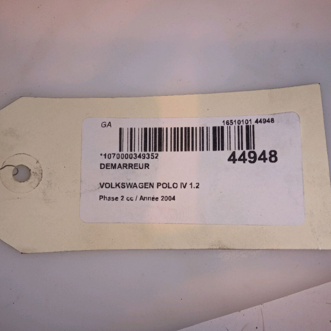 Démarreur occasion VOLKSWAGEN POLO IV Phase 2 05-2005->09-2009 1.2 65ch 2T911023GX 6