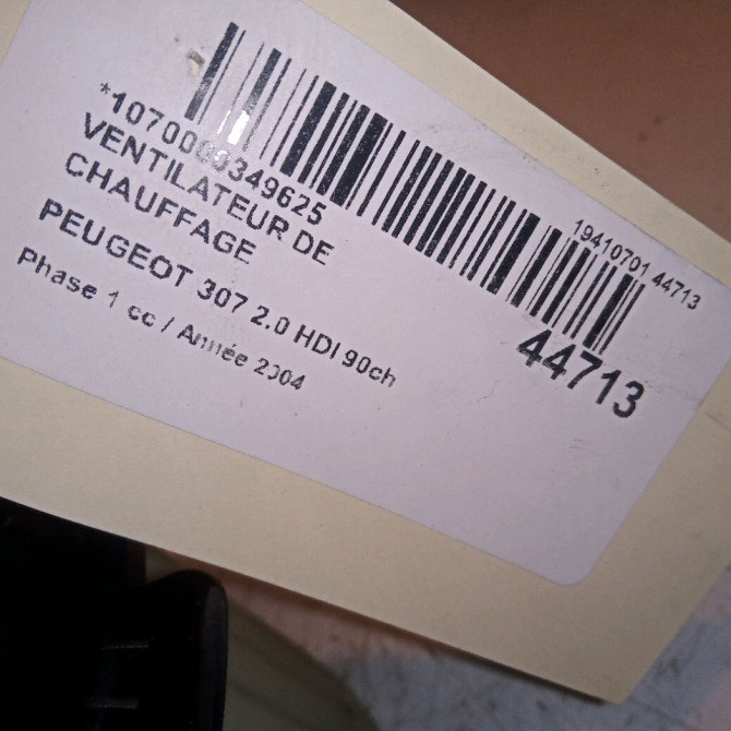 Ventilateur de chauffage occasion PEUGEOT 307 Phase 1 04-2001->06-2005 2.0 HDI 90ch 6441R0 4