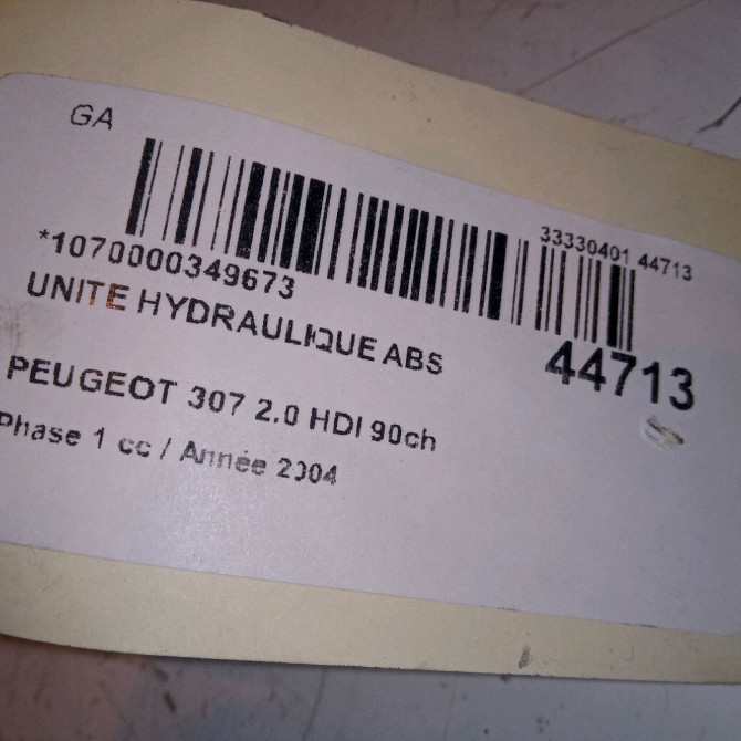Unité hydraulique ABS occasion PEUGEOT 307 Phase 1 04-2001->06-2005 2.0 HDI 90ch 4541T9 4