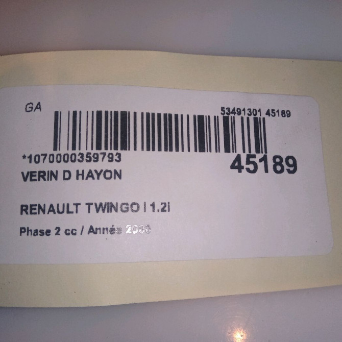 Verin droit hayon occasion RENAULT TWINGO I Phase 2 08-1998->08-2000 1.2i 60ch 3