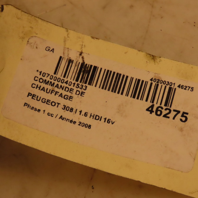 Commande de chauffage occasion PEUGEOT 308 I Phase 1 09-2007->03-2011 1.6 HDI 16v 90ch 6452J4 3