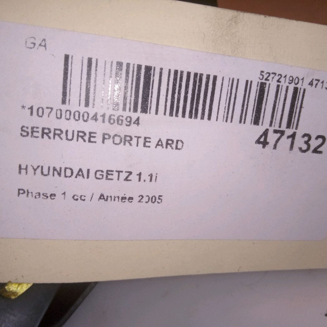 Serrure porte ard occasion HYUNDAI GETZ Phase 1 09-2002->11-2005 1.1i 814201C020 5