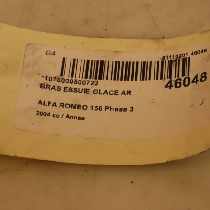 Bras essuie-glace arrière occasion ALFA ROMEO 156 Phase 3 SW 07-2003->12-2005 4