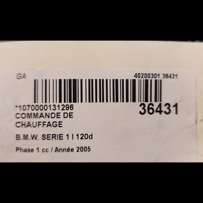 Commande de chauffage occasion B.M.W. SERIE 1 I Phase 1 05-2004->12-2006 120d 64119313740 3