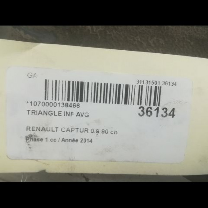 Triangle inf avg occasion RENAULT CAPTUR Phase 1 02-2013->... 0.9 90 ch 545053170R 3