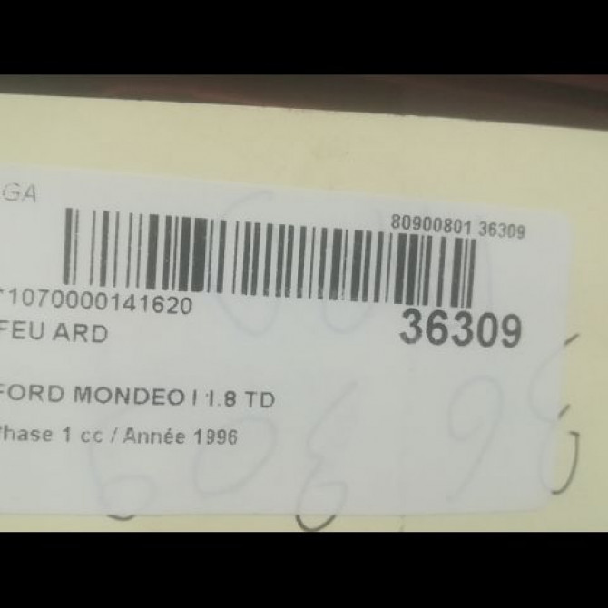Feu arrière droit occasion FORD MONDEO I Phase 1 01-1993->09-1996 1.8 TD 3