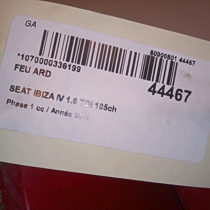 Feu arrière droit occasion SEAT IBIZA IV Phase 1 05-2008->01-2012 1.6 TDI 105ch 6J4945096H 4