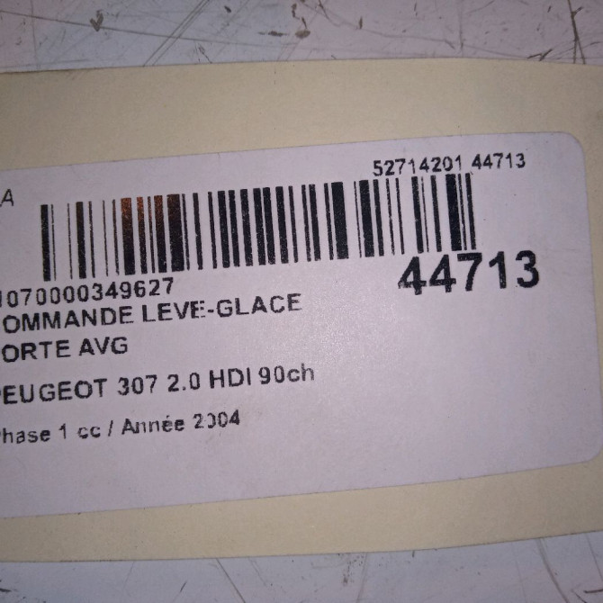 Commande lève-glace porte avant gauche occasion PEUGEOT 307 Phase 1 04-2001->06-2005 2.0 HDI 90ch 4