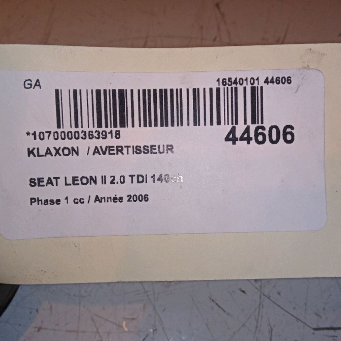 Klaxon  / avertisseur occasion SEAT LEON II Phase 1 09-2005->05-2009 2.0 TDI 140ch 4