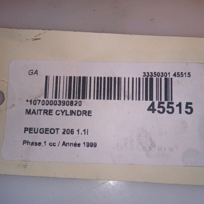 Maitre cylindre occasion PEUGEOT 206 Phase 1 09-1998->03-2009 1.1i 4601F8 5