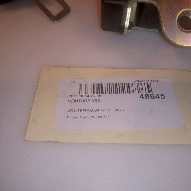 Ceinture arrière gauche occasion VOLKSWAGEN GOLF VI Phase 1 10-2008->04-2013 2.0 TDI 140ch 1K6857805AARAA 4