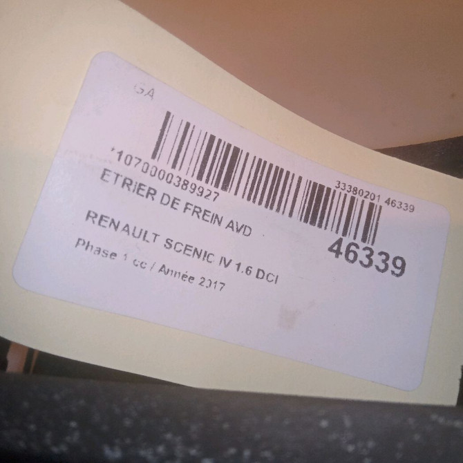 Etrier de frein avant droit occasion RENAULT SCENIC IV Phase 1 04-1995->04-1999 1.6 DCI 130ch 410011159R 5